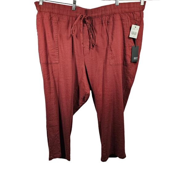 Kut from the Kloth Linen/Rayon/Spandex Cropped Pants in Cinnamon NWT Size 3X - Picture 1 of 14